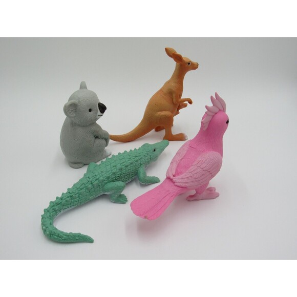 Ankyo Zoo Animals Lot of 4 Hard Plastic Figurines Koala Kangaroo Parakeet Croc - Picture 3 of 11